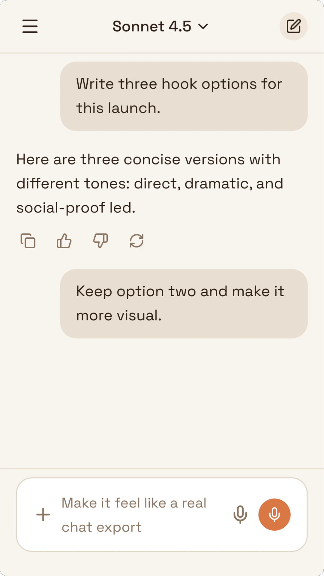 Create Claude-Style Screenshots and Long-Form Mockups preview screenshot Fake Claude AI chat screenshot preview for Create Claude-Style Screenshots and Long-Form Mockups