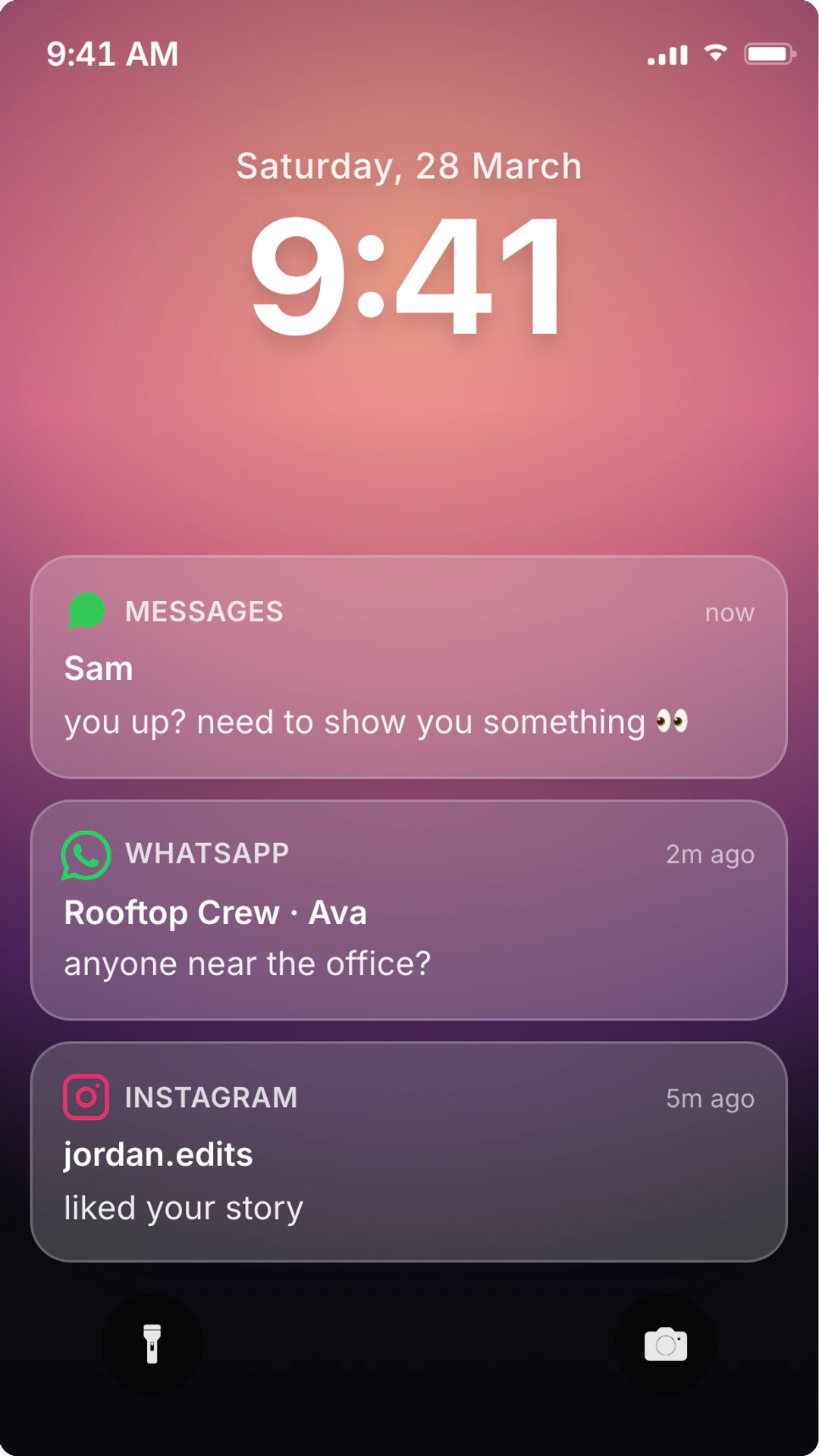 Create Lock Screen Message Previews preview screenshot Fake iMessage lock screen notification screenshot preview for Create Lock Screen Message Previews