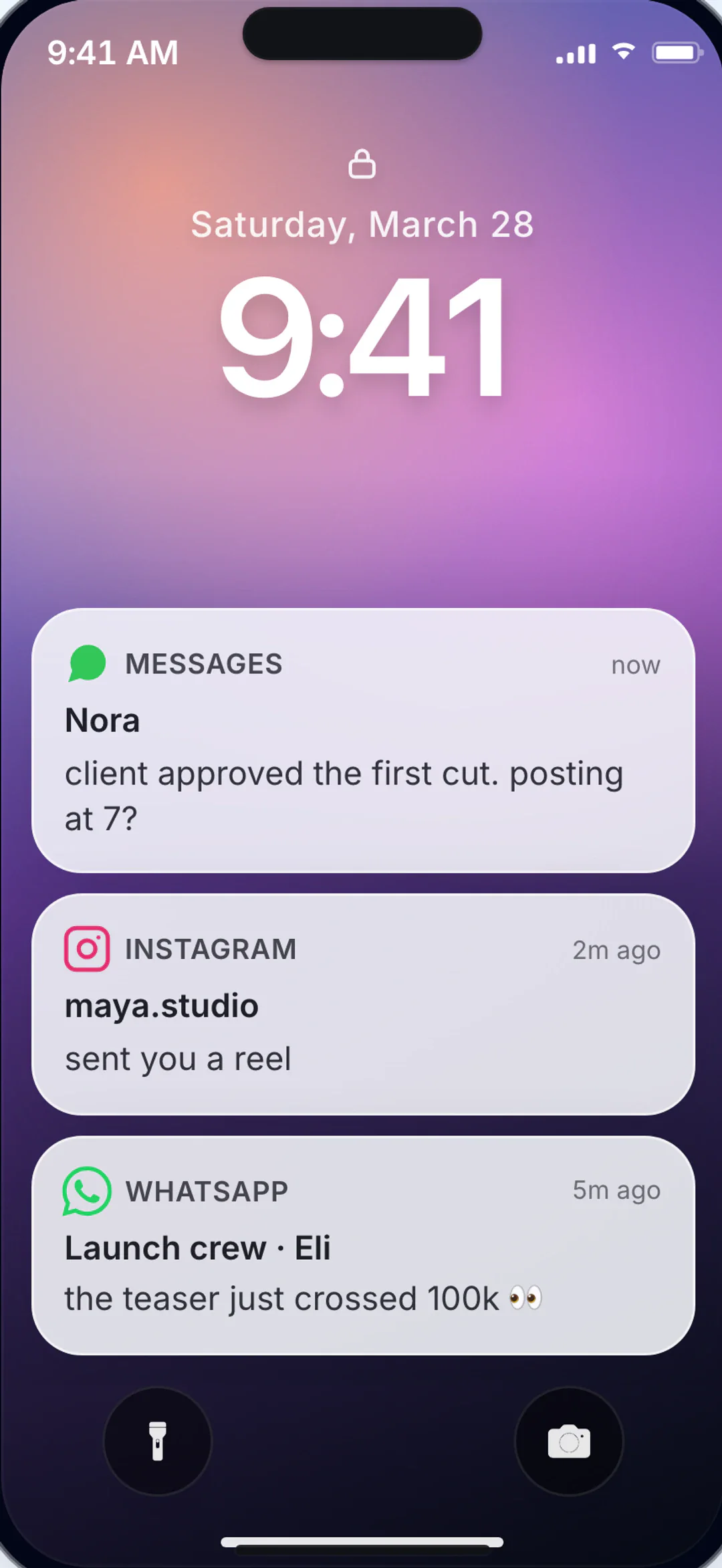 Create Lock Screen Message Previews preview screenshot Fake iMessage lock screen notification screenshot preview for Create Lock Screen Message Previews