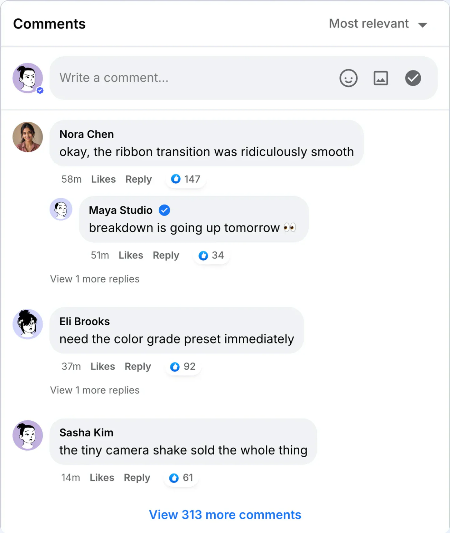 Facebook comments generator live preview screenshot Fake Facebook comment thread screenshot preview for Facebook comments generator