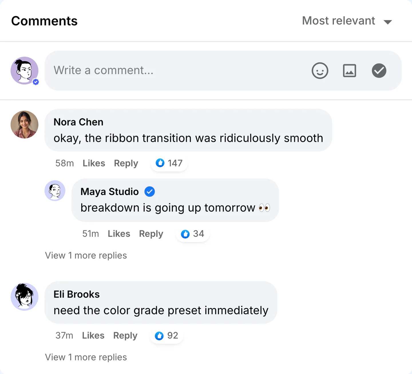 Facebook comments generator live preview screenshot Fake Facebook comment thread screenshot preview for Facebook comments generator