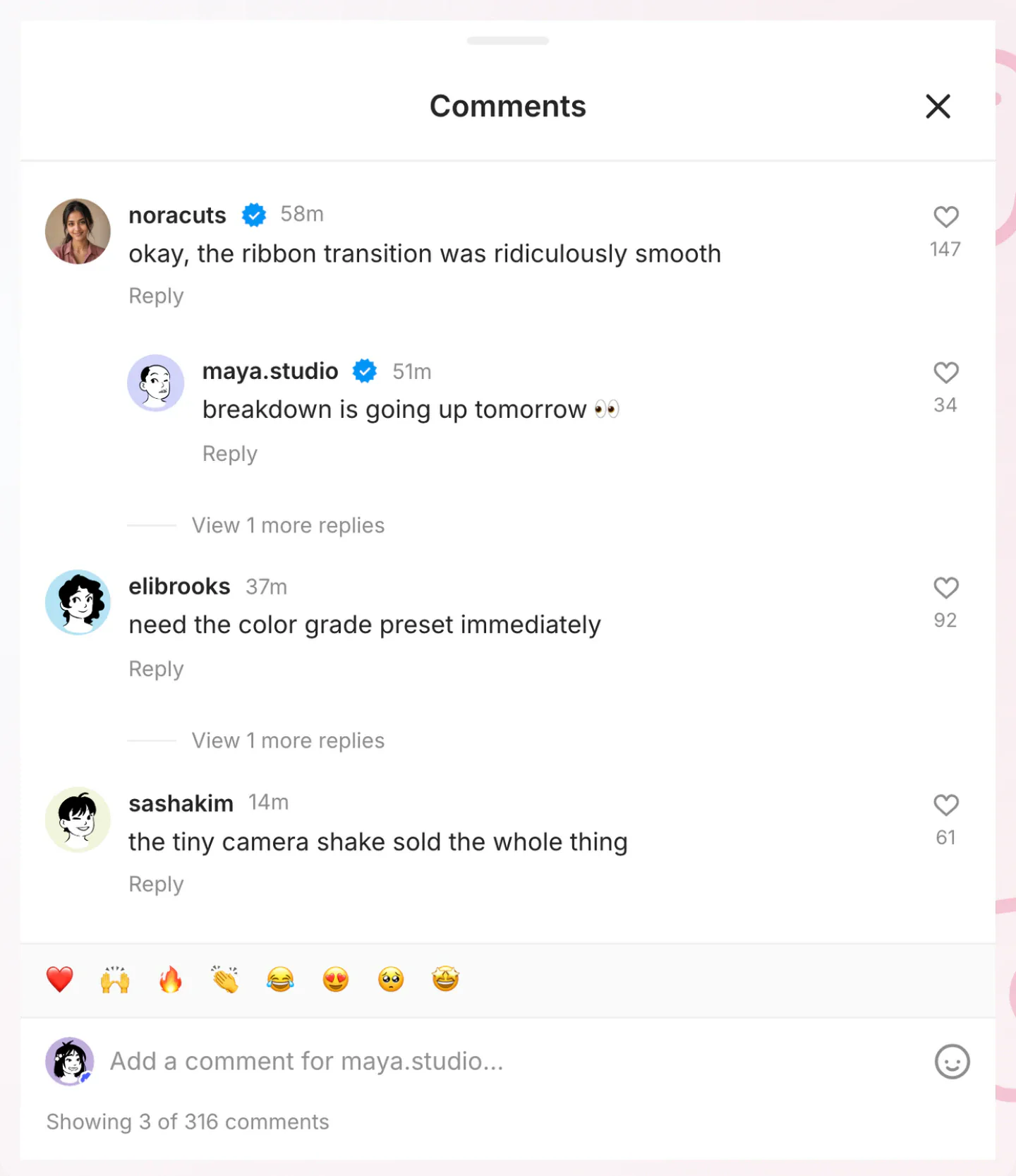 Instagram comments generator live preview screenshot Fake Instagram comment thread screenshot preview for Instagram comments generator