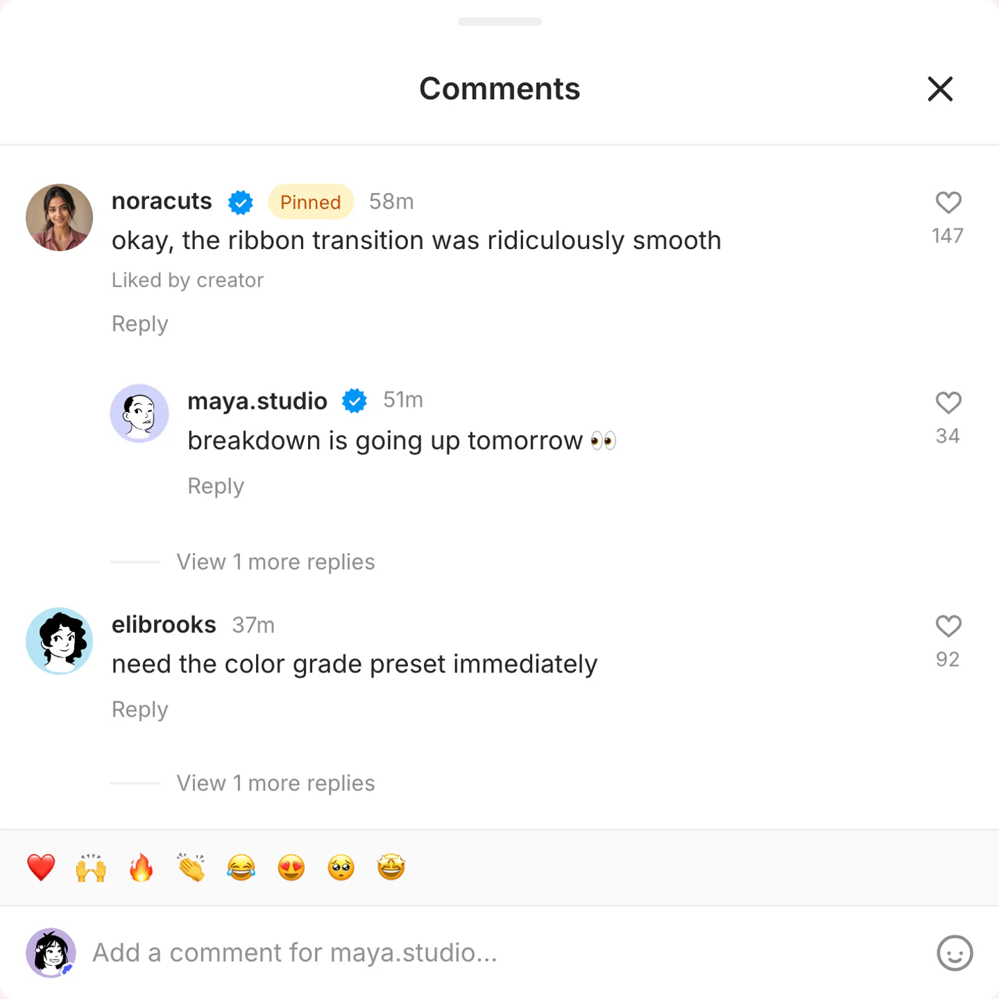 Instagram comments generator live preview screenshot Fake Instagram comment thread screenshot preview for Instagram comments generator
