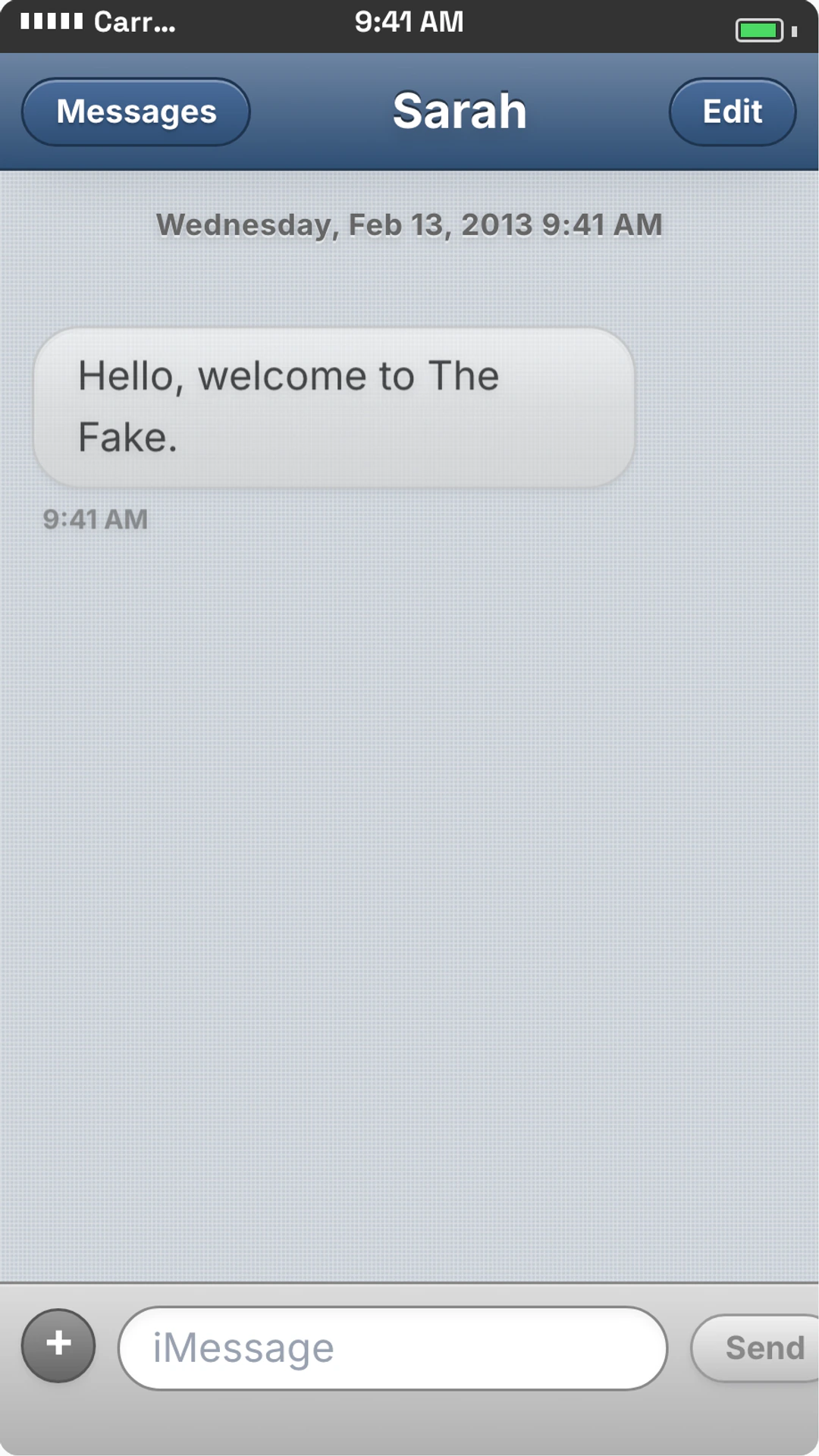 iOS SMS (Classic) chat generator live preview screenshot Fake iOS SMS (Classic) chat screenshot preview for iOS SMS (Classic) chat generator