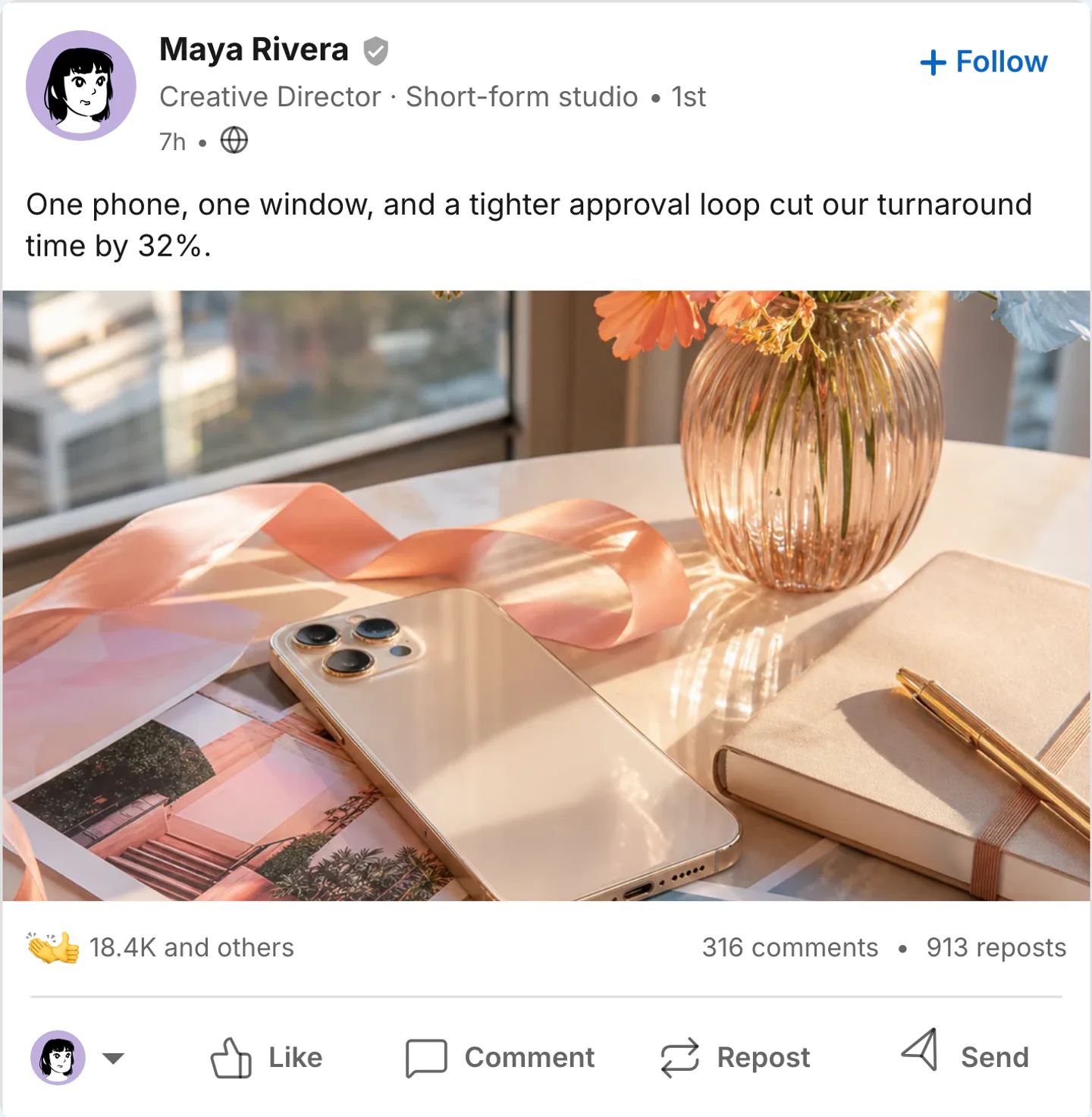 LinkedIn post generator live preview screenshot Fake LinkedIn post screenshot preview for LinkedIn post generator