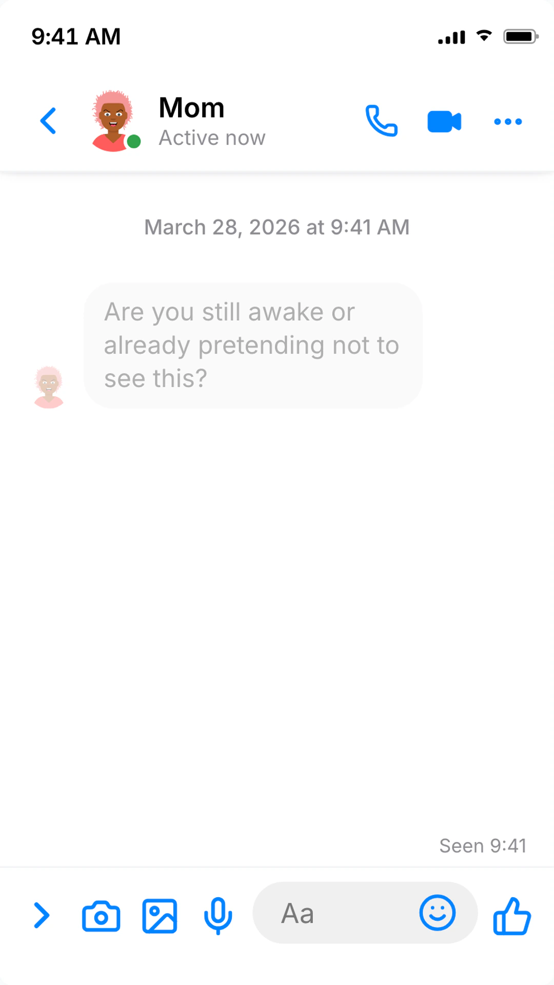 Facebook Messenger chat generator live preview screenshot Fake Facebook Messenger chat screenshot preview for Facebook Messenger chat generator