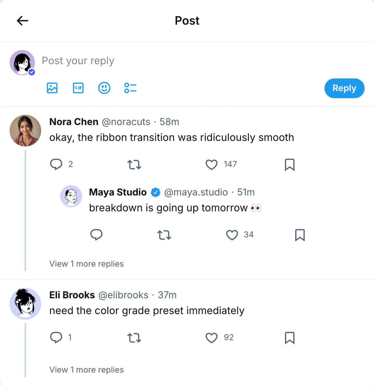 X (Twitter) comments generator live preview screenshot Fake X (Twitter) comment thread screenshot preview for X (Twitter) comments generator